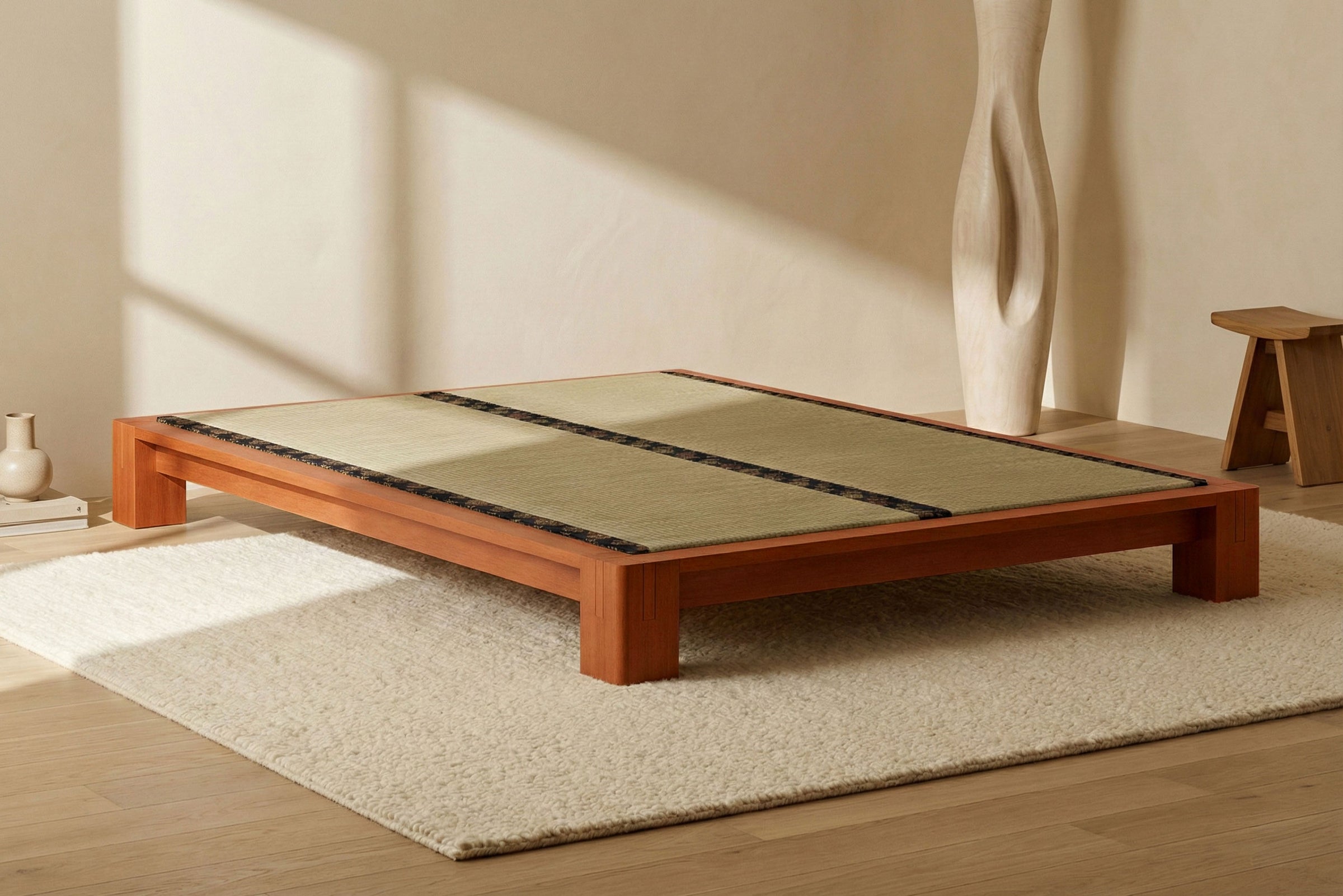 Japanese Tatami Platform Bed • Natural Mahogany