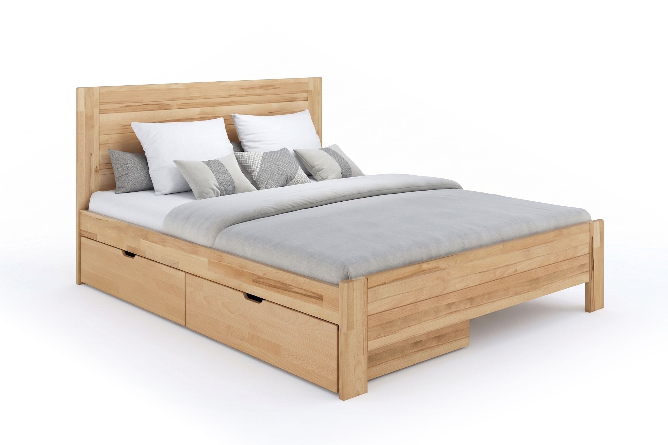 ベッド/マットレス  Wooden bed with mattress Lakewood Natural Eco Platform Bed with Headboard - Solid Beech
