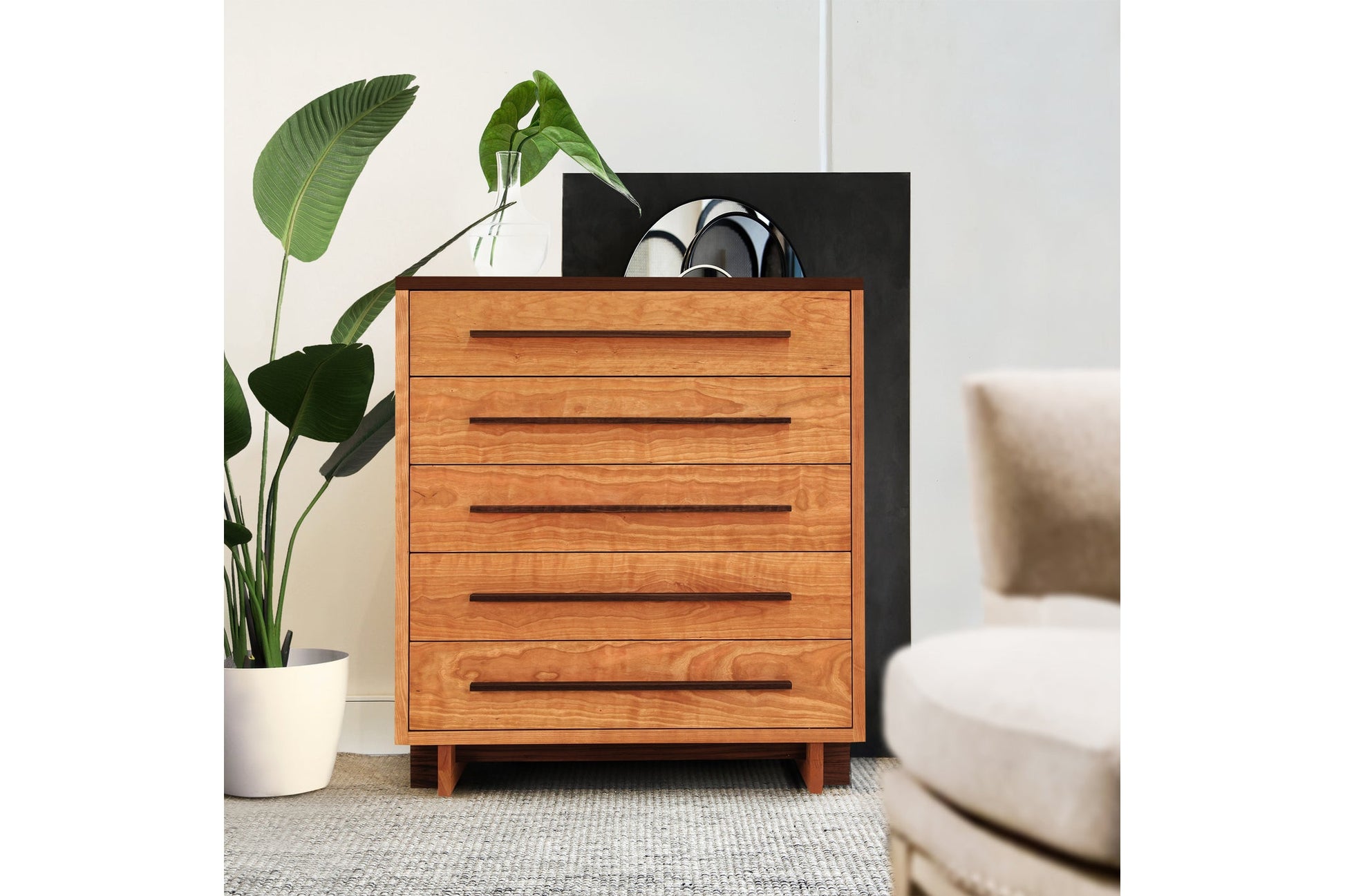 Modern American 5-Drawer Chest, Maple w/Walnut Accents Modern American 5-Drawer Chest, Maple w/Walnut Accents