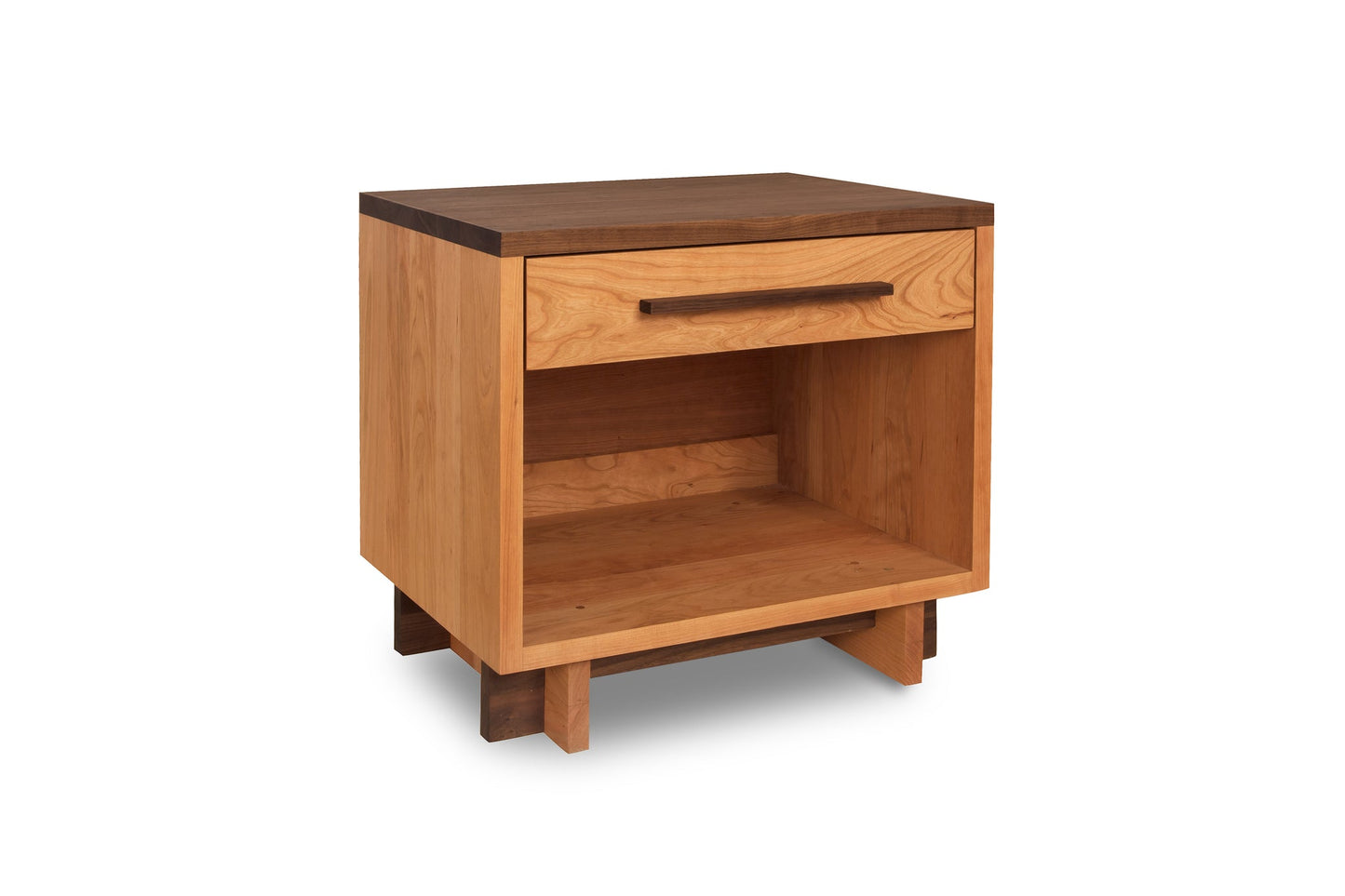 Modern American 1-Drawer Enclosed Shelf Wide Nightstand