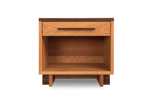 Modern American 1-Drawer Enclosed Shelf Wide Nightstand