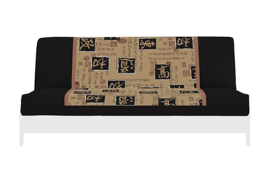Japanese Printed Futon Cover - Old Kanji (Black & Gold)