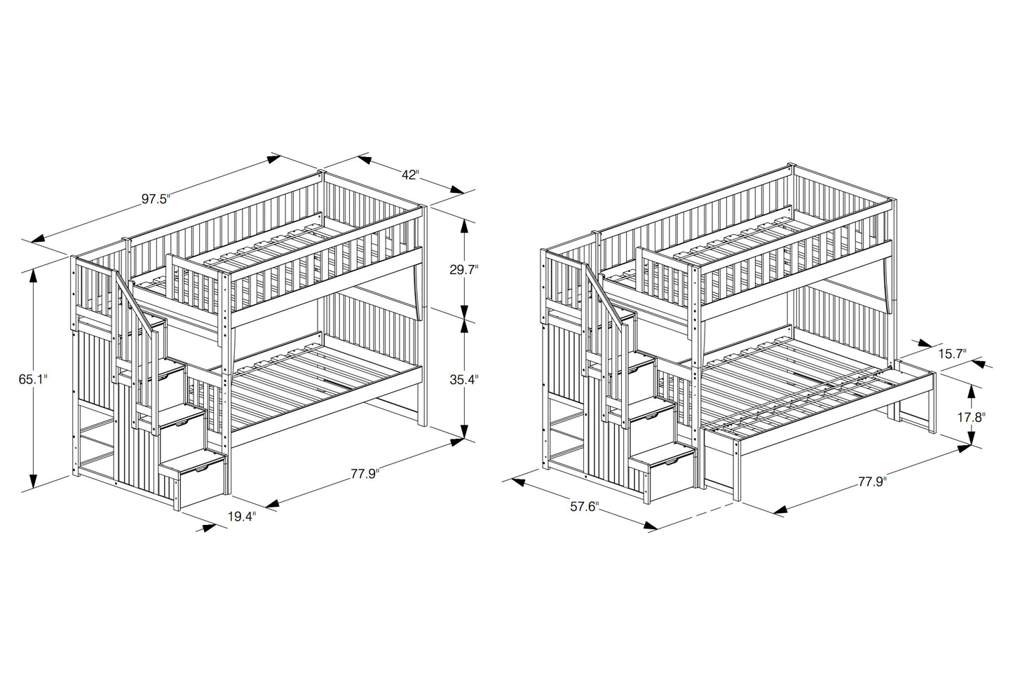 Peppermint Staircase Bunk Bed