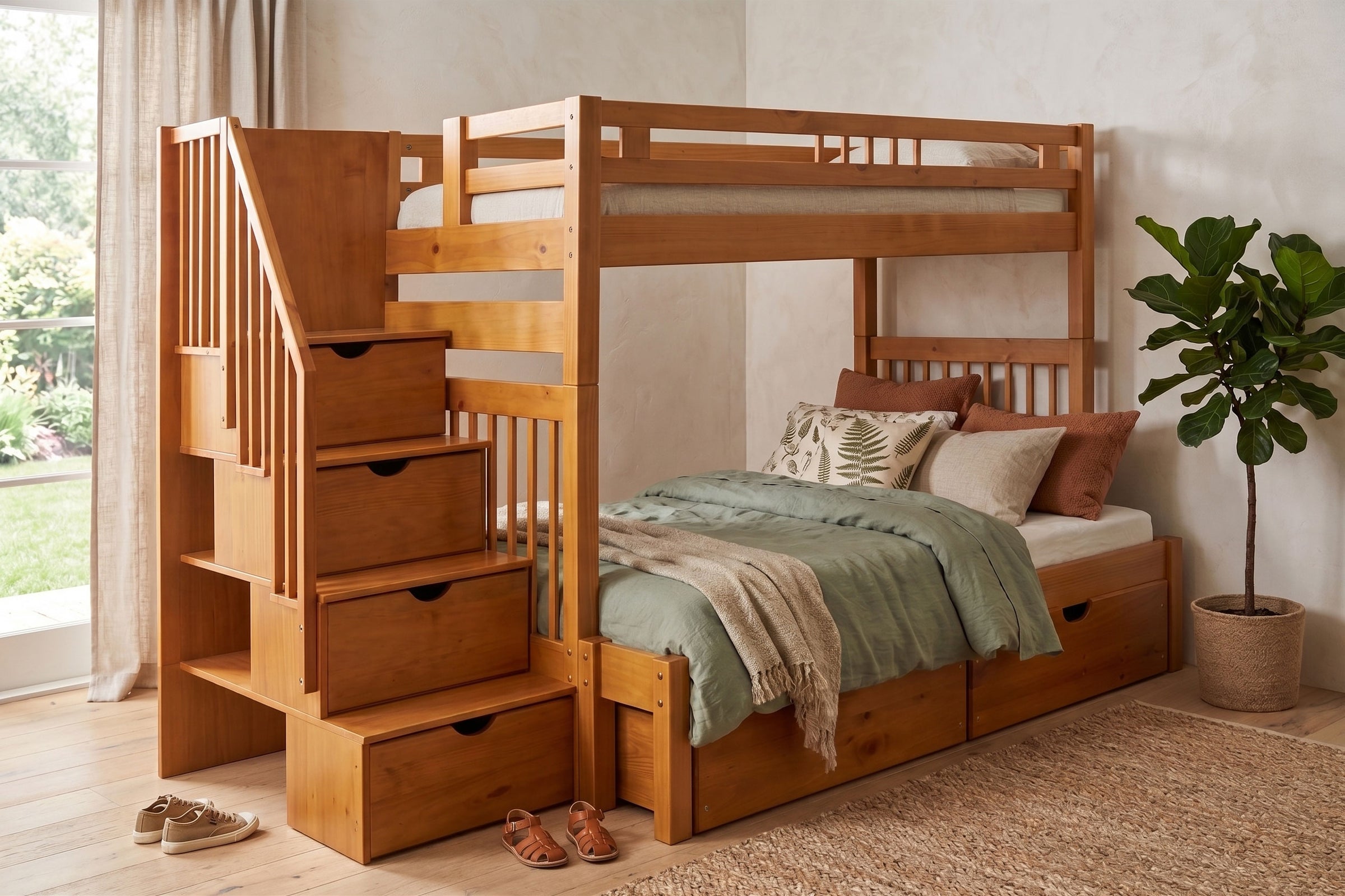 Sacramento Staircase Bunk Bed • Twin Full • Drawers