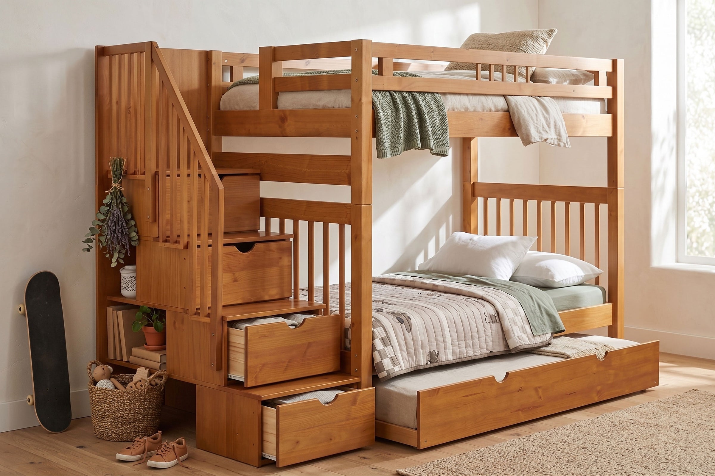 Sacramento Staircase Bunk Bed • Twin Twin • Trundle