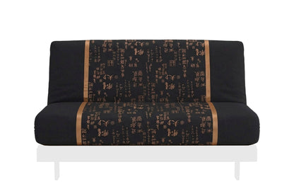 Japanese Printed Futon Cover - Small Kanji (Black & Gold)