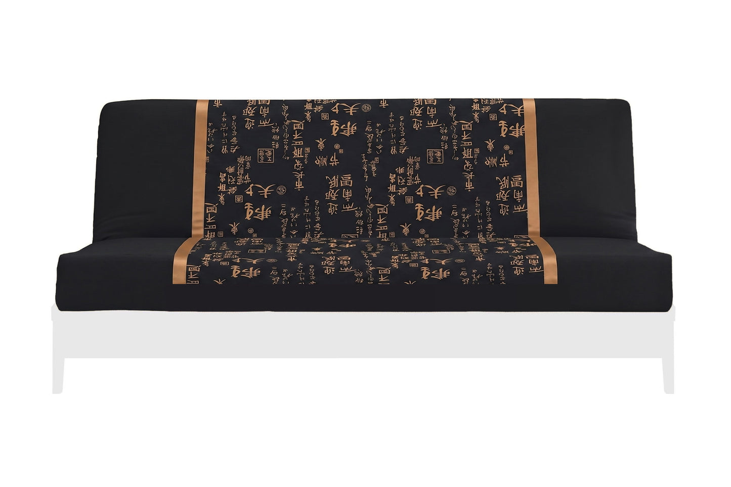 Japanese Printed Futon Cover - Small Kanji (Black & Gold)