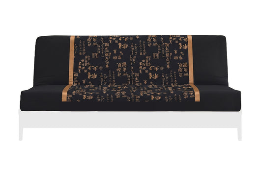 Japanese Printed Futon Cover - Small Kanji (Black & Gold)