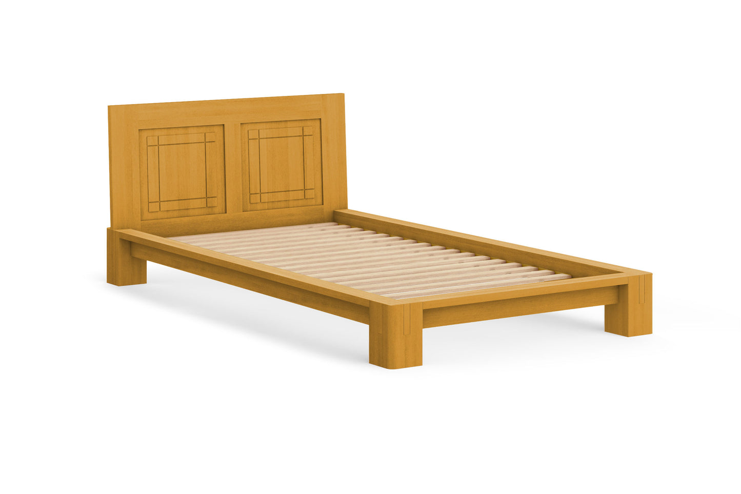 Tatami Bed with Grooved Headboard