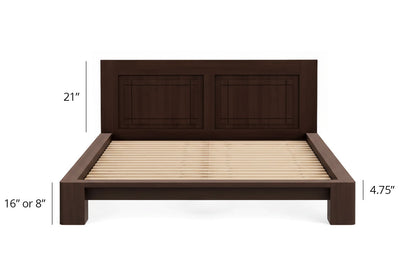 Japanese Tatami Platform Bed with Grooved Headboard