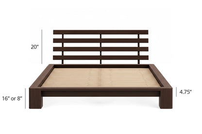 Japanese Tatami Platform Bed with Slatted Headboard