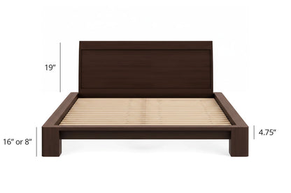 Japanese Tatami Platform Bed with Solid Headboard