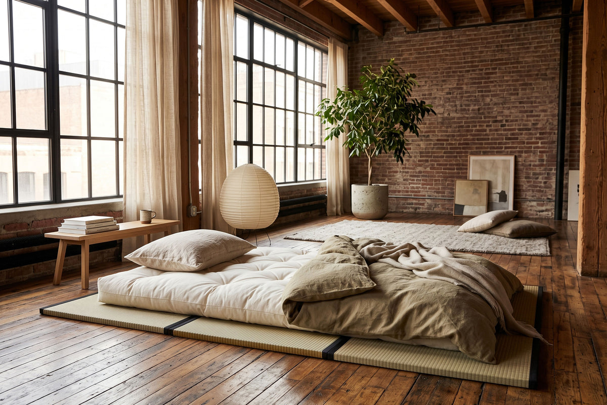 Natural Cotton and Wool Japanese-Style Firm Futon Mattress • 6 Inch