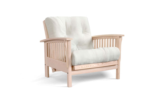 Amish Classic Bent Arm futon chair in unfinished oak