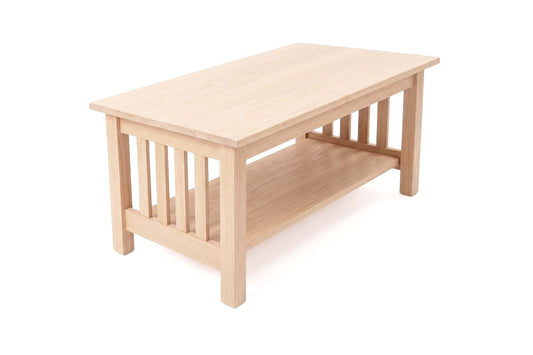 Amish coffee table in unfinished oak