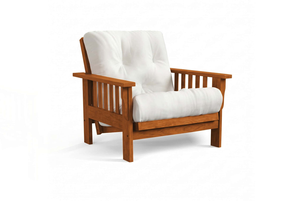 Amish Mission Flat Arm futon chair in cherry, Provincial finish