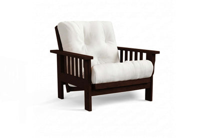 Amish Mission Flat Arm futon chair in cherry, Tobacco finish