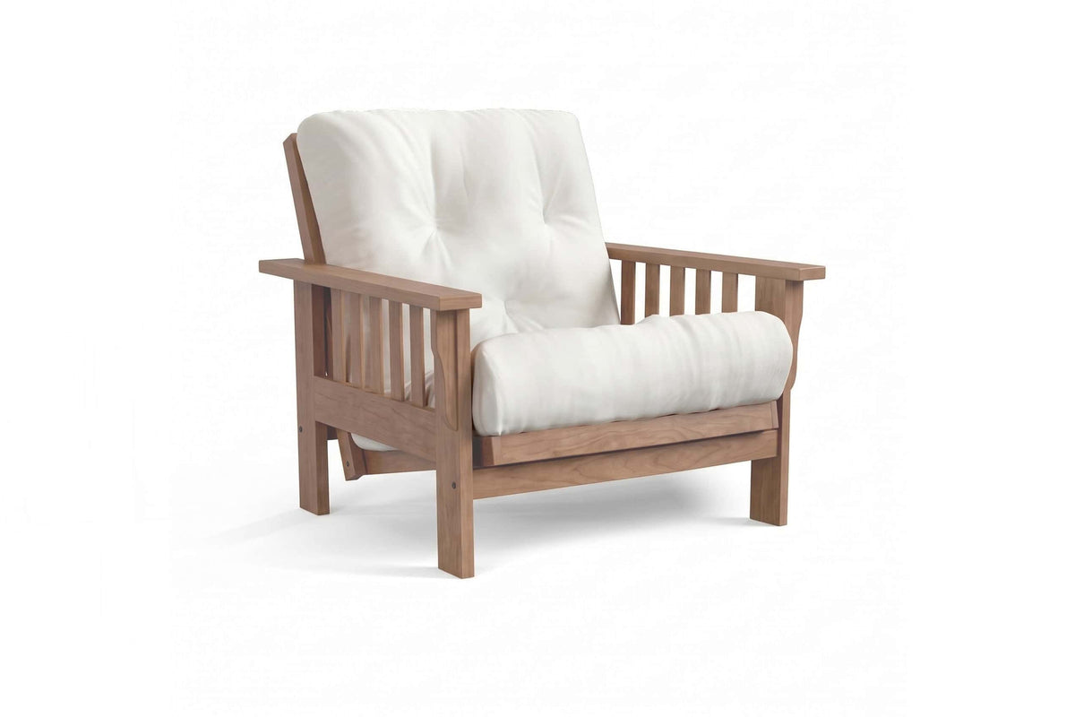 Amish Mission Flat Arm futon chair in unfinished cherry