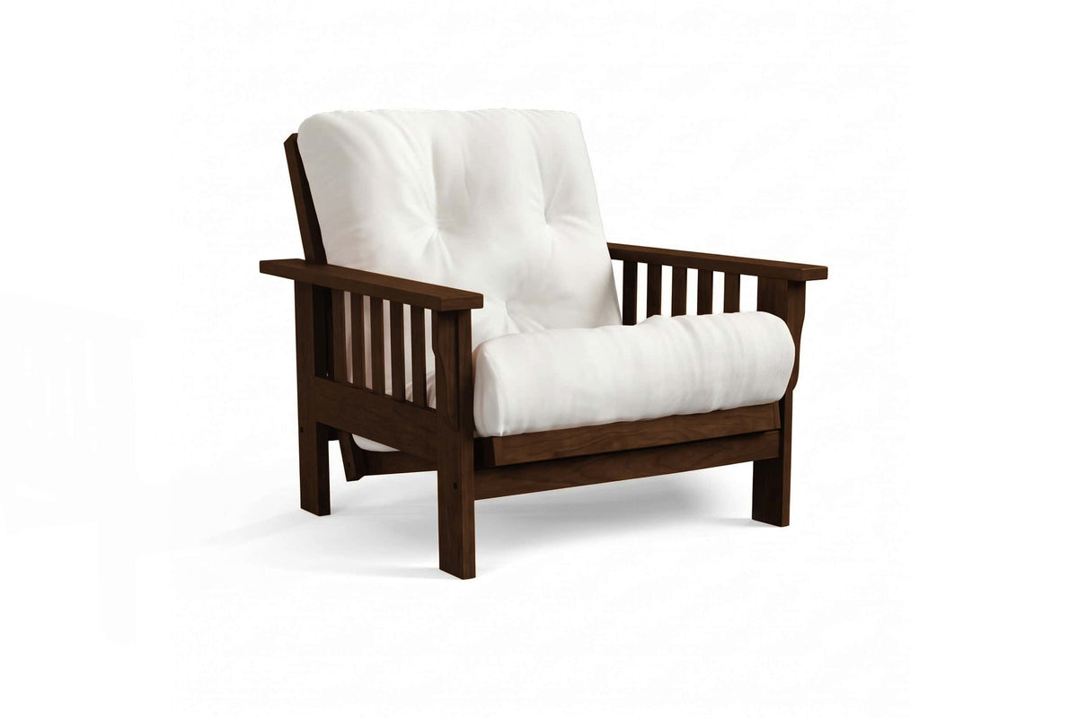 Amish Mission Flat Arm futon chair in cherry, Walnut finish