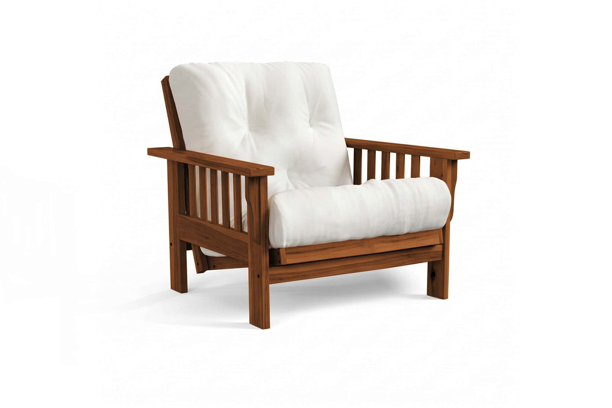 Amish Mission Flat Arm futon chair in hickory, Harvest finish
