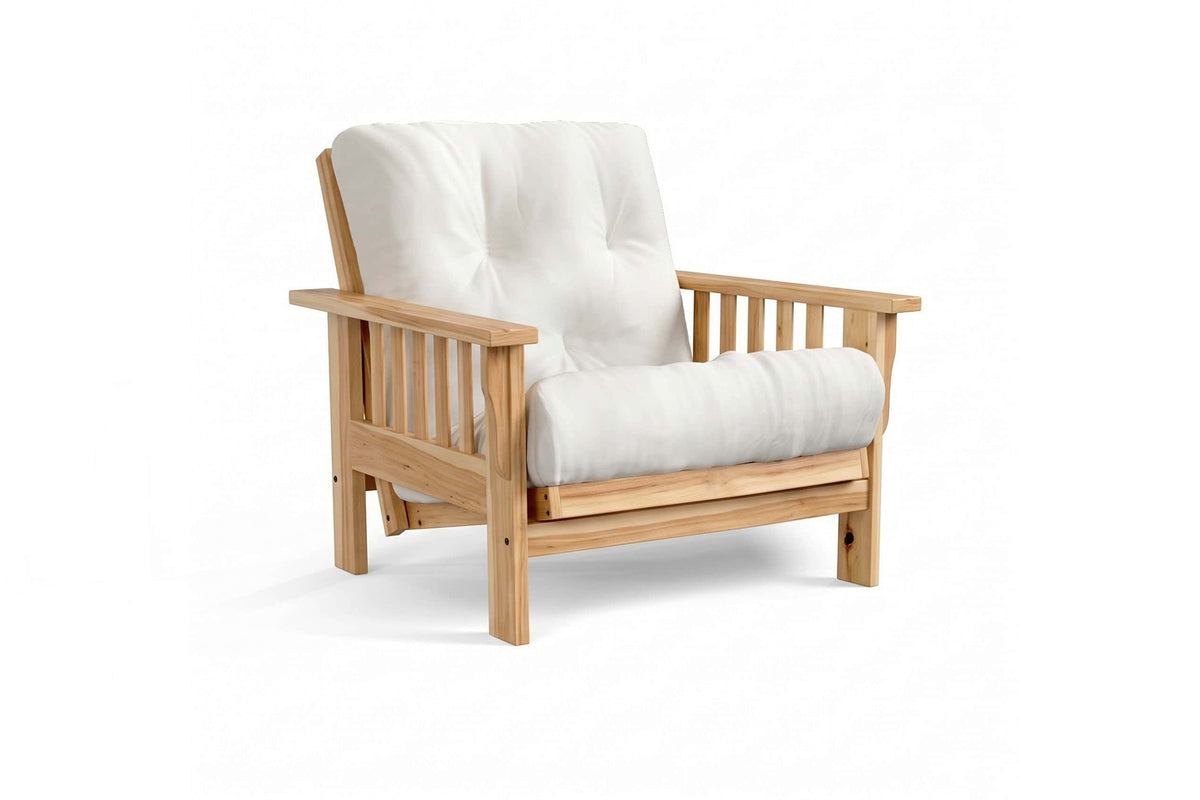 Amish Mission Flat Arm futon chair in unfinished hickory