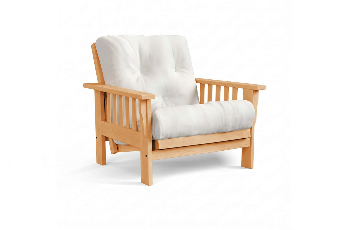 Amish Mission Flat Arm futon chair in maple, Provincial finish
