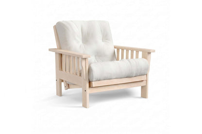 Amish Mission Flat Arm futon chair in unfinished maple