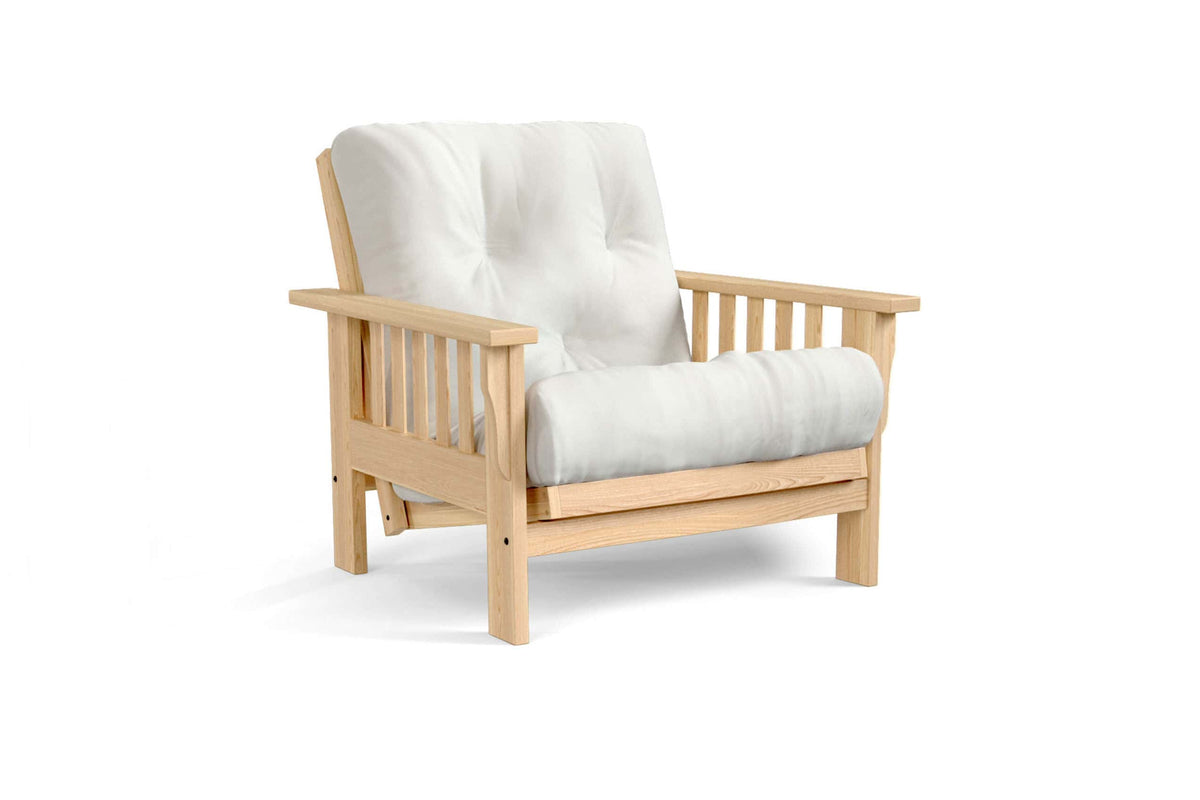 Amish Mission Flat Arm futon chair in oak, Clear finish