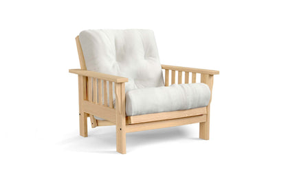 Amish Mission Flat Arm futon chair in oak, Clear finish