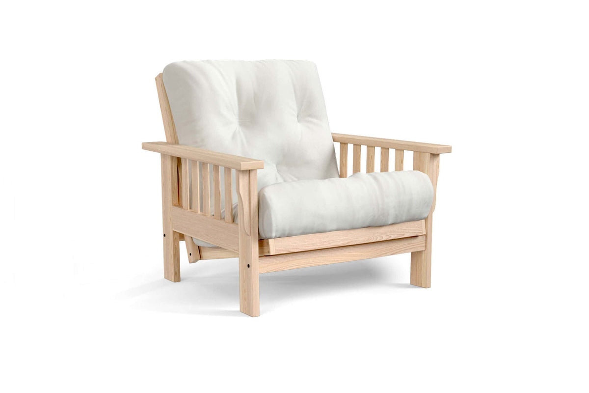 Amish Mission Flat Arm futon chair in oak, Natural Oil finish