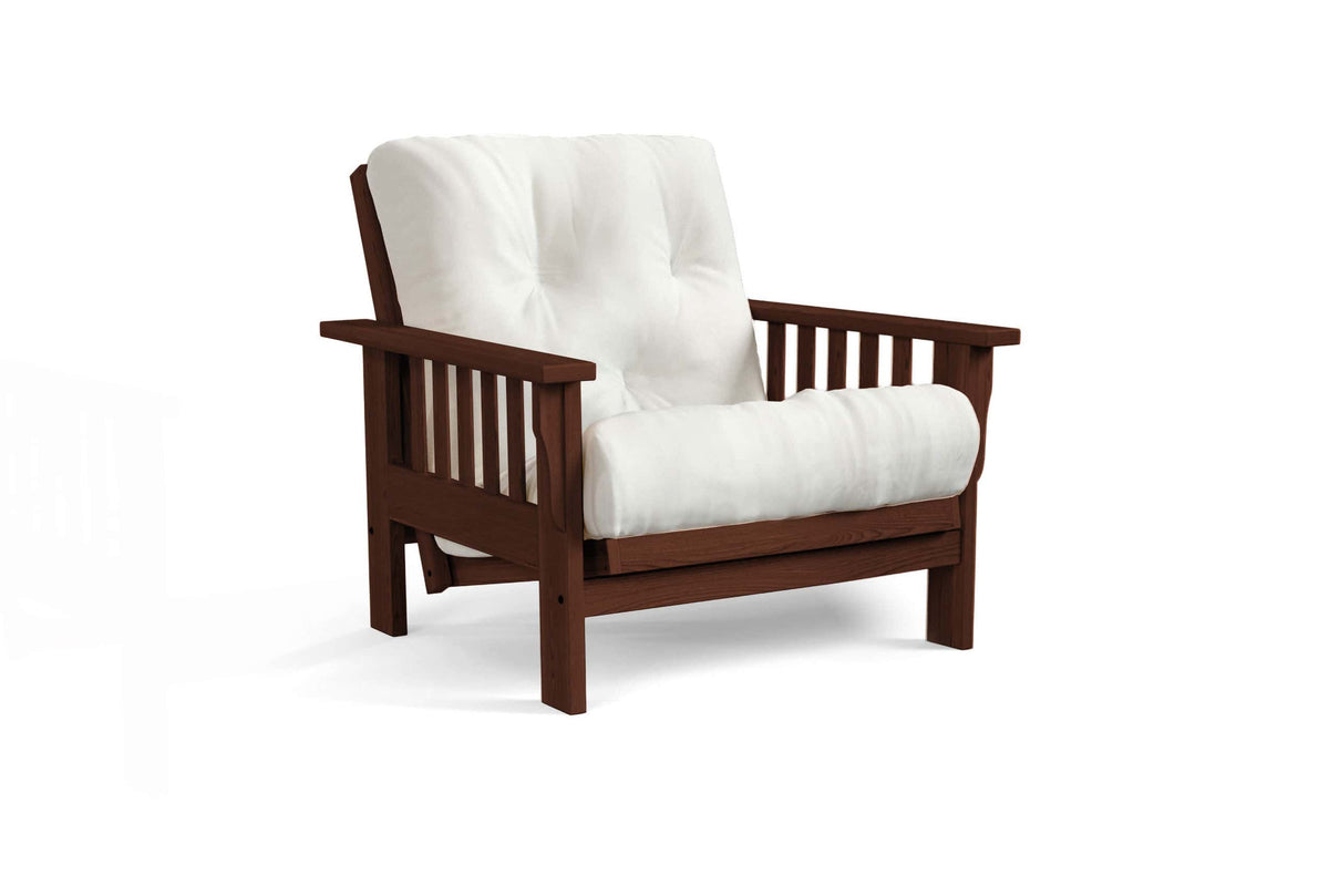 Amish Mission Flat Arm futon chair in oak, Onyx finish