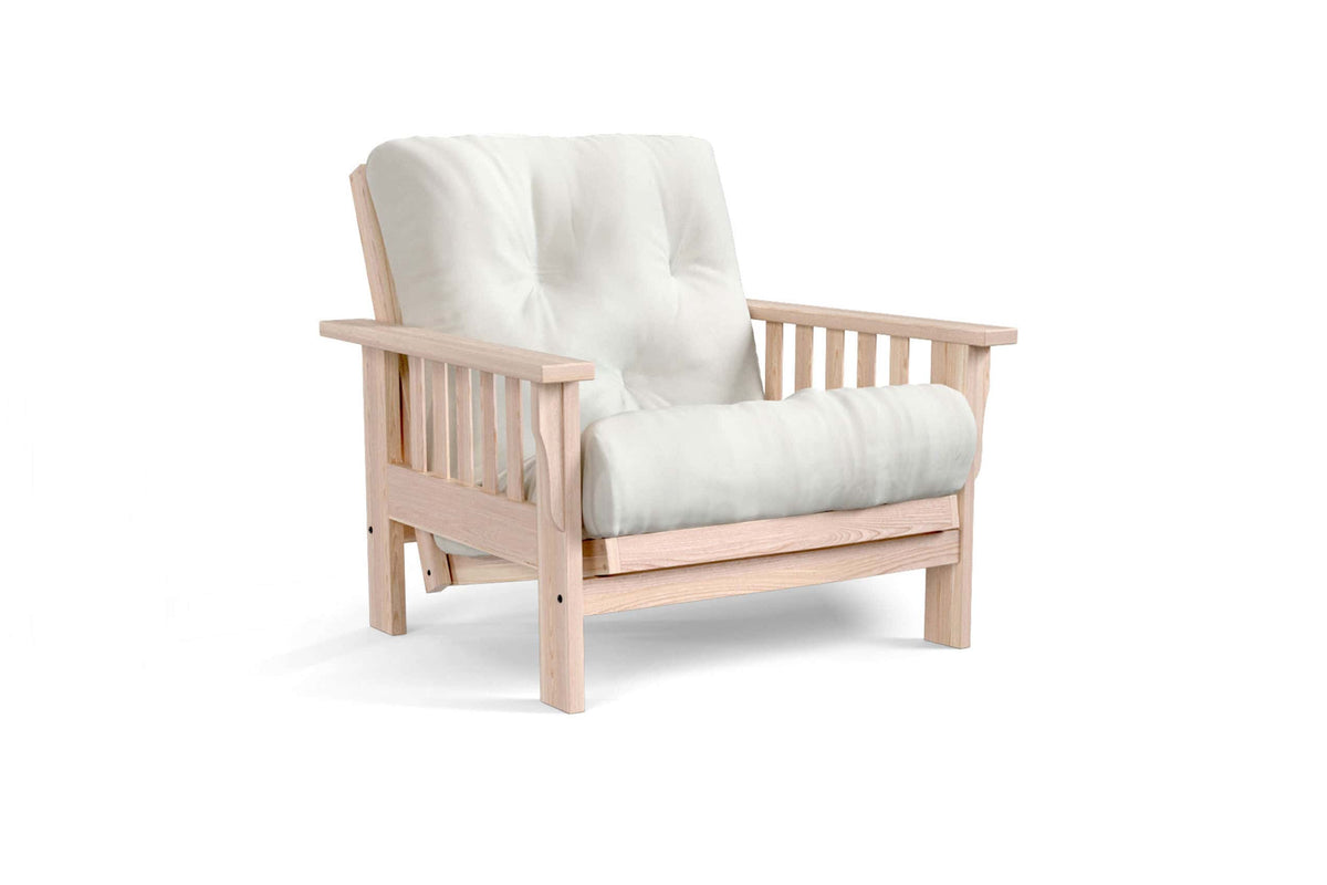 Amish Mission Flat Arm futon chair in unfinished oak