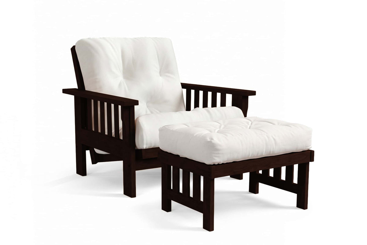 Ottoman for Amish Mission Flat Arm futon chair in cherry, Onyx finish