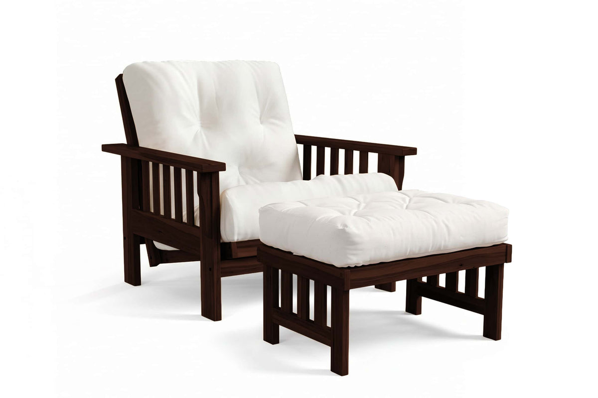 Ottoman for Amish Mission Flat Arm futon chair in hickory, Onyx finish