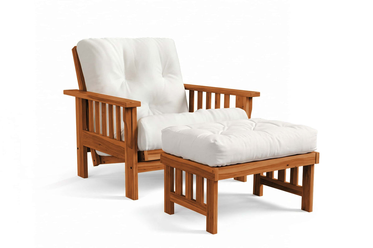 Ottoman for Amish Mission Flat Arm futon chair in hickory, Seely finish