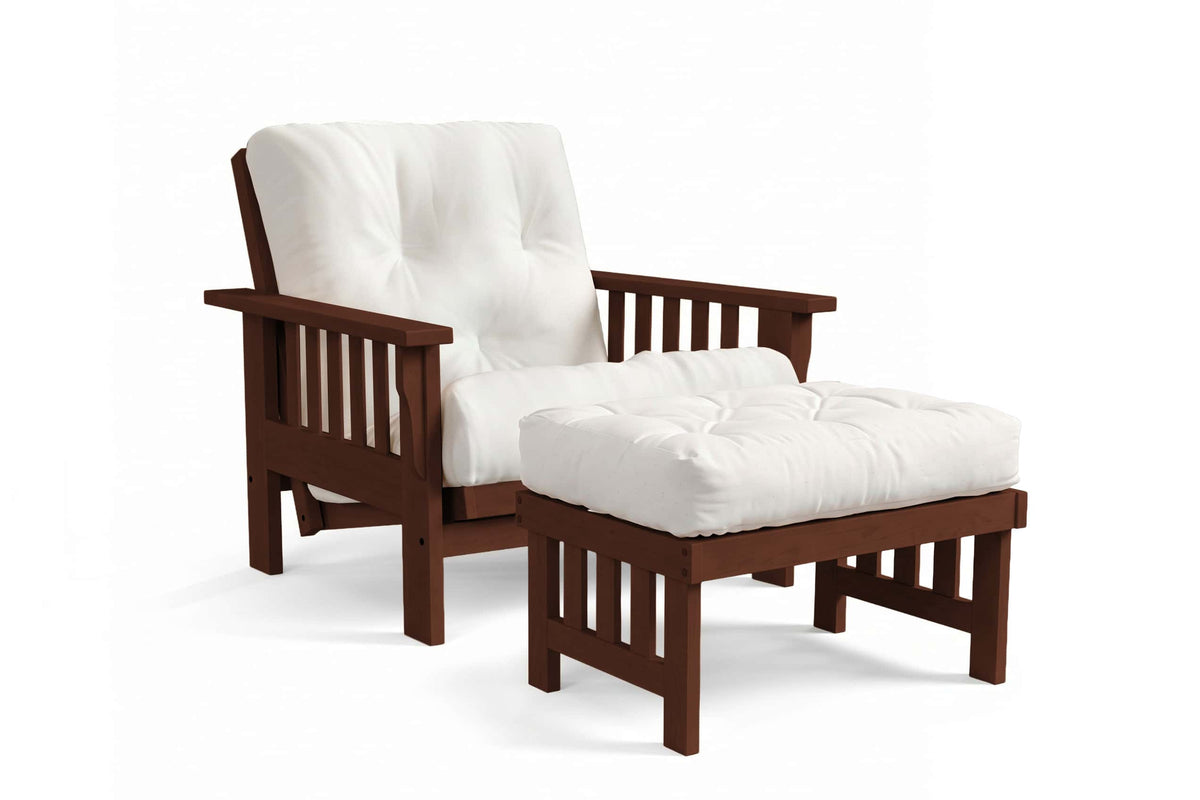 Ottoman for Amish Mission Flat Arm futon chair in maple, Onyx finish