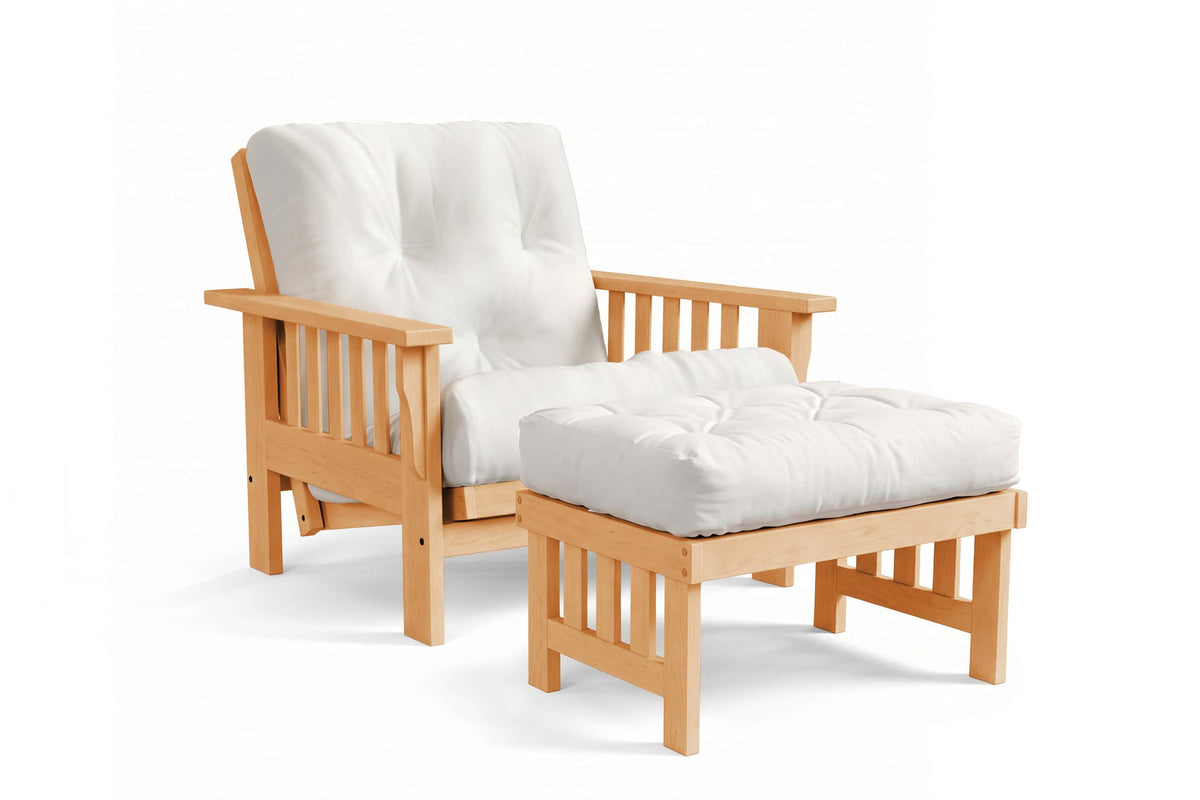 Ottoman for Amish Mission Flat Arm futon chair in maple, Provincial finish