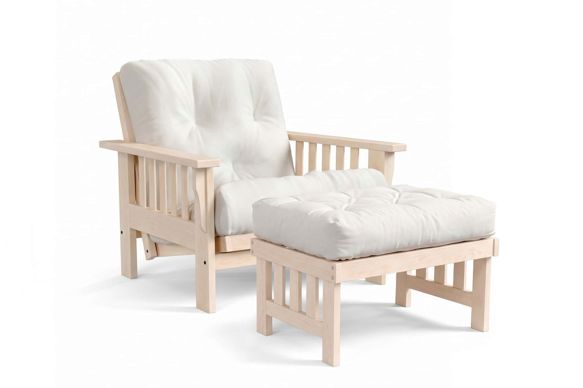 Ottoman for Amish Mission Flat Arm futon chair in unfinished maple