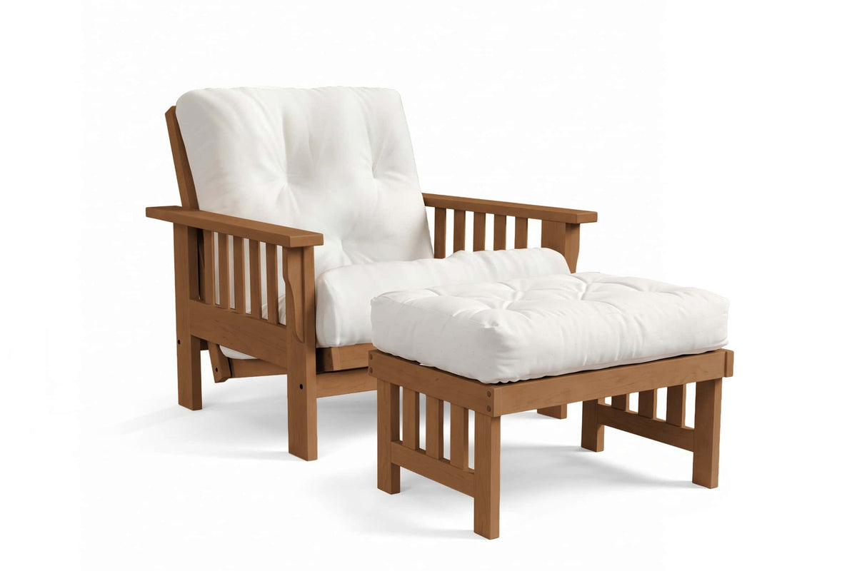Ottoman for Amish Mission Flat Arm futon chair in maple, Walnut finish