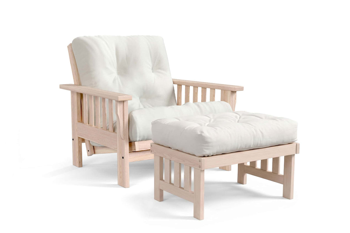 Ottoman for Amish Mission Flat Arm futon chair in unfinished oak