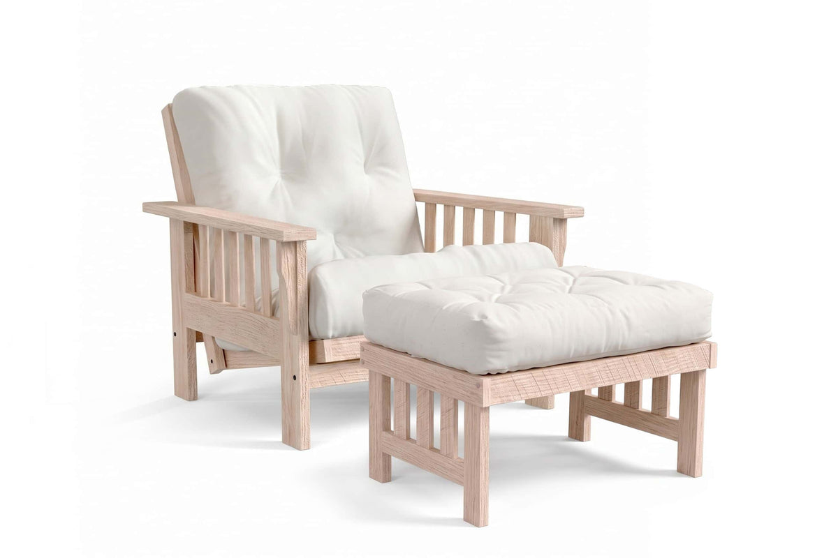 Ottoman for Amish Mission Flat Arm futon chair in unfinished rough oak