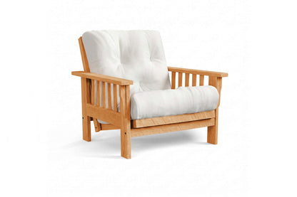 Amish Mission Flat Arm futon chair in rough oak, Provincial finish