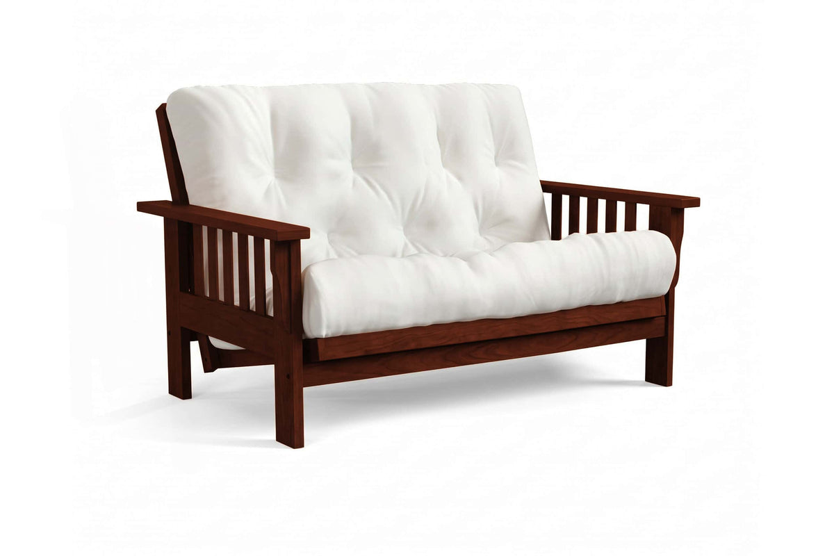 Amish Mission Flat Arm futon loveseat in cherry, Michaels finish