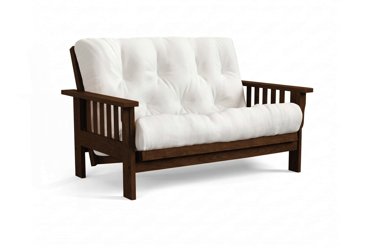 Amish Mission Flat Arm futon loveseat in cherry, Walnut finish