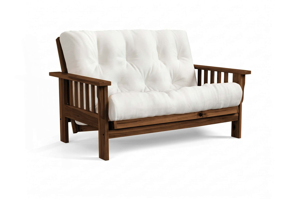 Amish Mission Flat Arm futon loveseat in hickory, Walnut finish