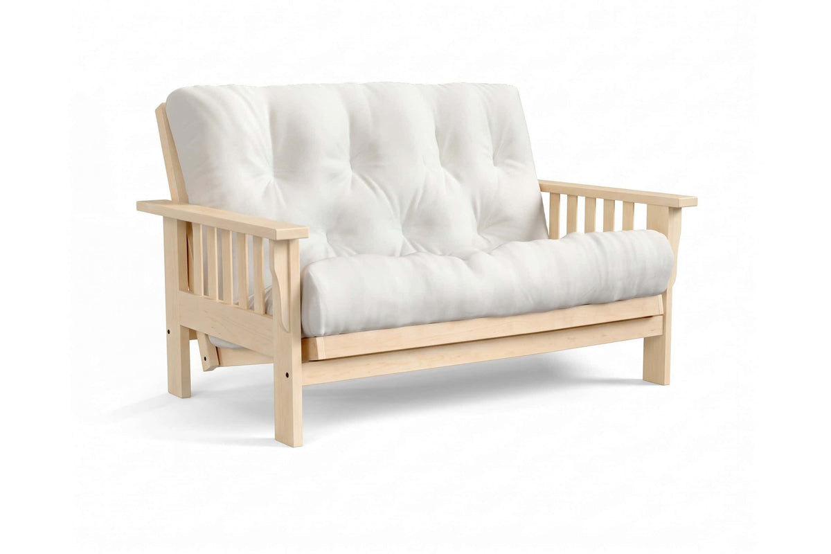 Amish Mission Flat Arm futon loveseat in maple, Natural Oil finish