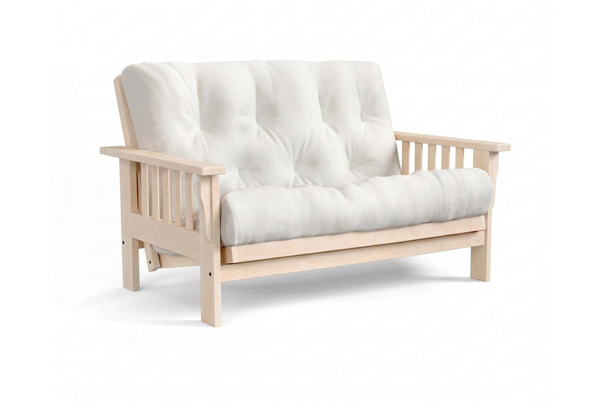 Amish Mission Flat Arm futon loveseat in unfinished maple