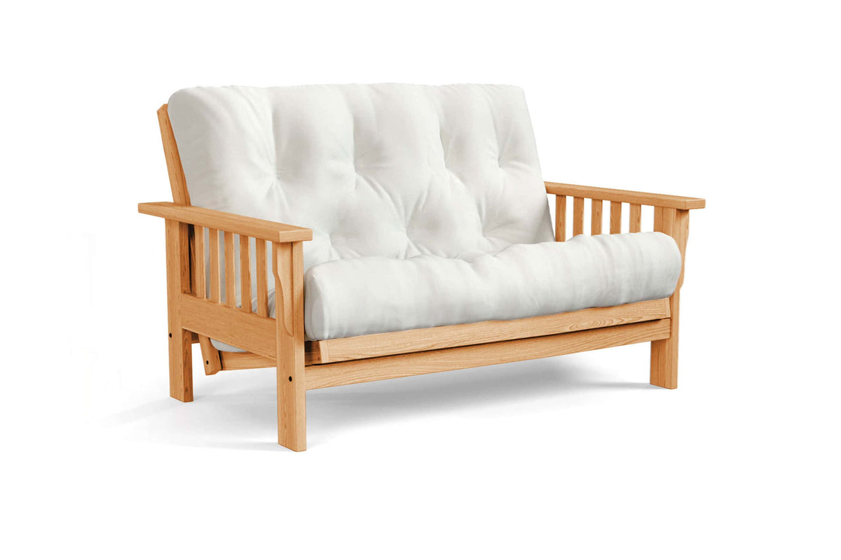 Amish Mission Flat Arm futon loveseat in oak, Provincial finish