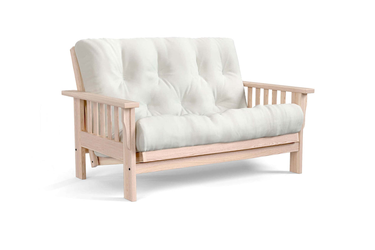 Amish Mission Flat Arm futon loveseat in unfinished oak