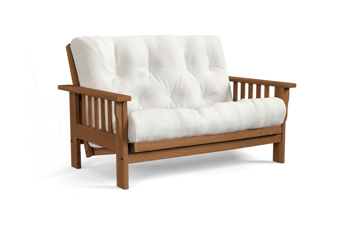 Amish Mission Flat Arm futon loveseat in oak, Walnut finish